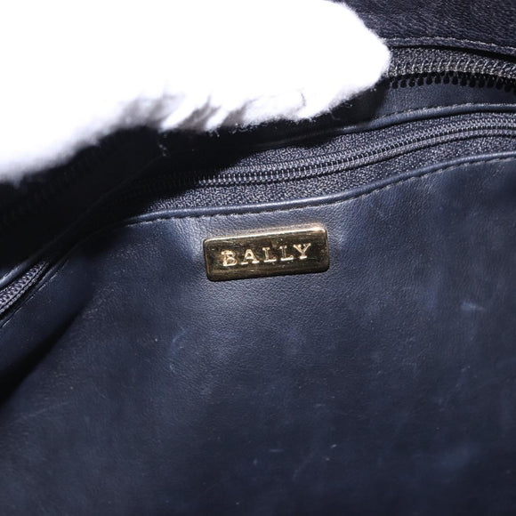 BALLY Chain Shoulder Bag Leather Black Gold Tone Auth 191794