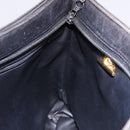 BALLY Chain Shoulder Bag Leather Black Gold Tone Auth 191794-17