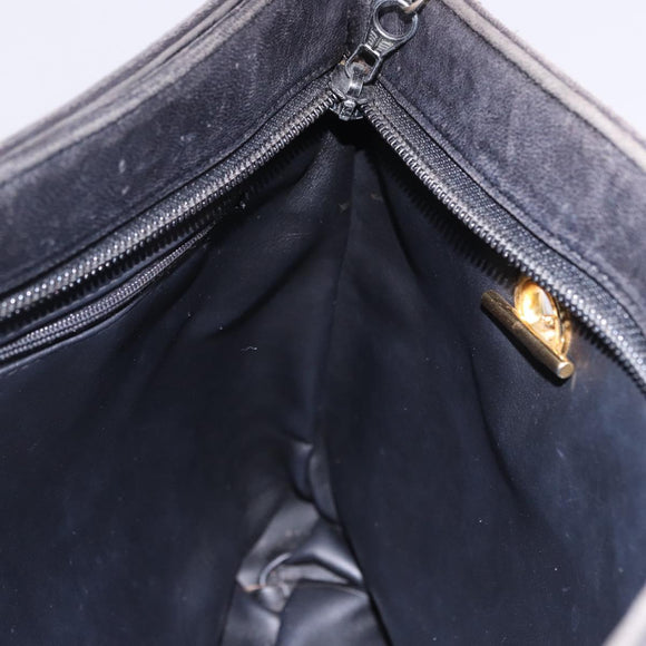BALLY Chain Shoulder Bag Leather Black Gold Tone Auth 191794