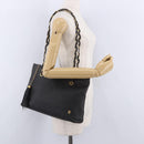 BALLY Chain Shoulder Bag Leather Black Gold Tone Auth 191794-22