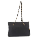 BALLY Chain Shoulder Bag Leather Black Gold Tone Auth 191794-2