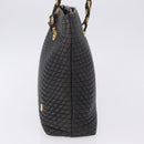 BALLY Chain Shoulder Bag Leather Black Gold Tone Auth 191794-3