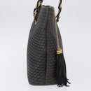 BALLY Chain Shoulder Bag Leather Black Gold Tone Auth 191794-4