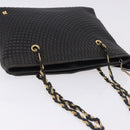 BALLY Chain Shoulder Bag Leather Black Gold Tone Auth 191794-6
