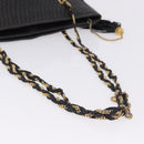 BALLY Chain Shoulder Bag Leather Black Gold Tone Auth 191794-7