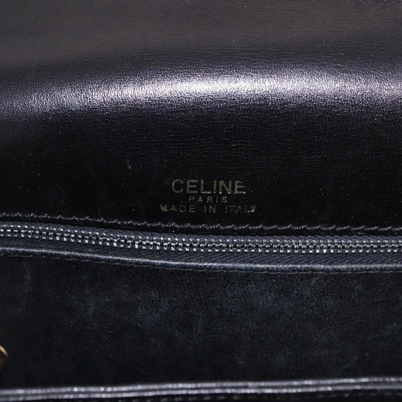 CELINE Horse Carriage Shoulder Bag Leather Black Auth 191795