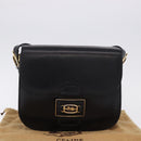 CELINE Horse Carriage Shoulder Bag Leather Black Auth 191795-27