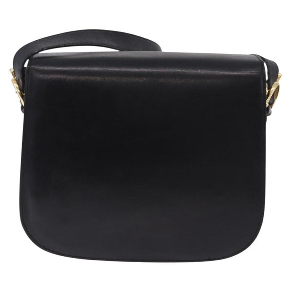 CELINE Horse Carriage Shoulder Bag Leather Black Auth 191795