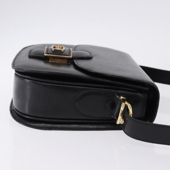 CELINE Horse Carriage Shoulder Bag Leather Black Auth 191795