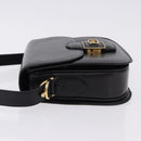 CELINE Horse Carriage Shoulder Bag Leather Black Auth 191795-5