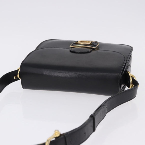 CELINE Horse Carriage Shoulder Bag Leather Black Auth 191795