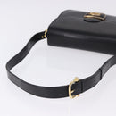 CELINE Horse Carriage Shoulder Bag Leather Black Auth 191795-7
