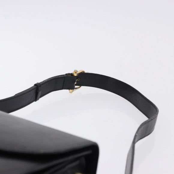 CELINE Horse Carriage Shoulder Bag Leather Black Auth 191795