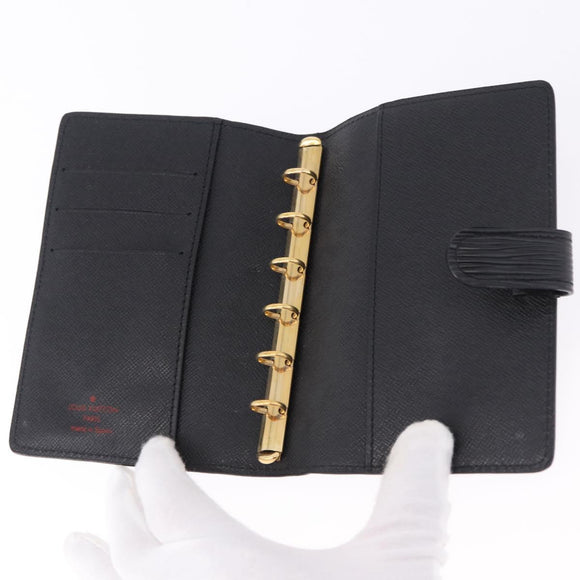 LOUIS VUITTON Epi Agenda PM Day Planner Cover Black R20052 LV Auth 191796