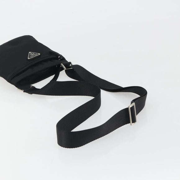 PRADA Shoulder Bag Nylon Black Silver Auth 191800V