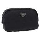 PRADA Pouch Nylon Black Silver Auth 191801-1