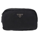 PRADA Pouch Nylon Black Silver Auth 191801-13