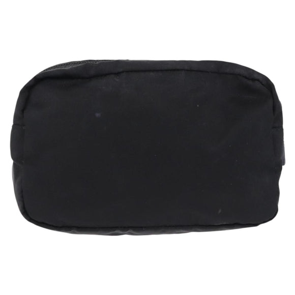 PRADA Pouch Nylon Black Silver Auth 191801