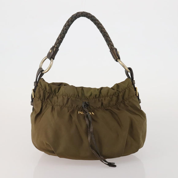 PRADA Boston Bag Hand Bag Nylon 3 Set Khaki Blue Auth 191805