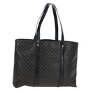 CELINE Macadam Canvas Hand Bag PVC Leather Black Gold Auth 191811V-1
