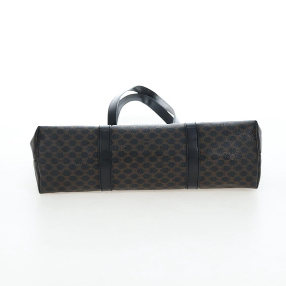 CELINE Macadam Canvas Hand Bag PVC Leather Black Gold Auth 191811V