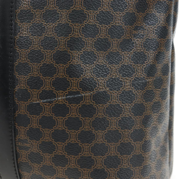 CELINE Macadam Canvas Hand Bag PVC Leather Black Gold Auth 191811V