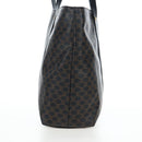 CELINE Macadam Canvas Hand Bag PVC Leather Black Gold Auth 191811V-5