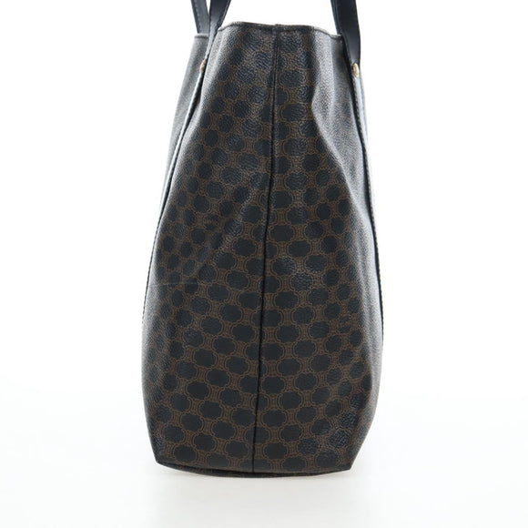 CELINE Macadam Canvas Hand Bag PVC Leather Black Gold Auth 191811V