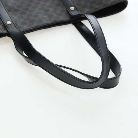 CELINE Macadam Canvas Hand Bag PVC Leather Black Gold Auth 191811V