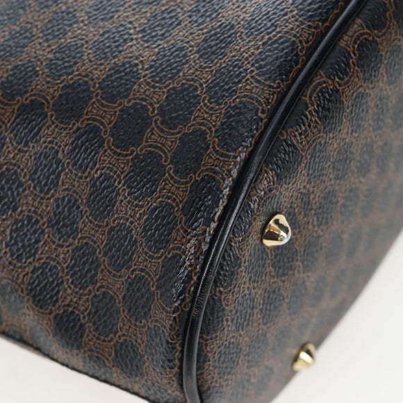CELINE Macadam Canvas Hand Bag PVC Leather Black Gold Auth 191813V
