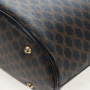 CELINE Macadam Canvas Hand Bag PVC Leather Black Gold Auth 191813V-15
