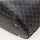 CELINE Macadam Canvas Hand Bag PVC Leather Black Gold Auth 191813V-9