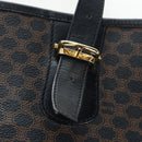 CELINE Macadam Canvas Hand Bag PVC Leather Black Gold Auth 191813V-10