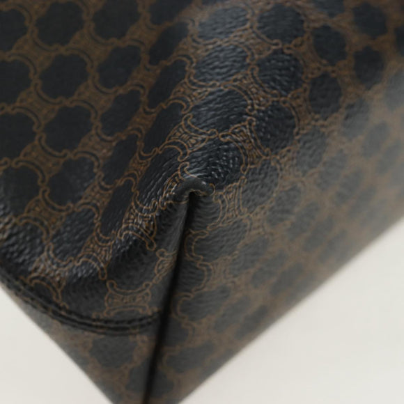 CELINE Macadam Canvas Tote Bag PVC Leather Black Gold Auth 191814V
