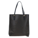 CELINE Macadam Canvas Tote Bag PVC Leather Black Gold Auth 191814V-13