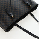 CELINE Macadam Canvas Tote Bag PVC Leather Black Gold Auth 191814V-6