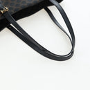 CELINE Macadam Canvas Tote Bag PVC Leather Black Gold Auth 191814V-7