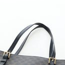 CELINE Macadam Canvas Tote Bag PVC Leather Black Gold Auth 191814V-8
