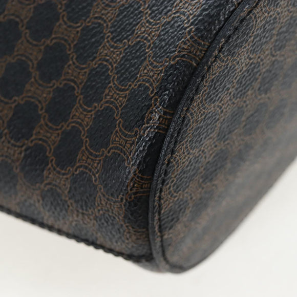 CELINE Macadam Canvas Tote Bag PVC Leather Black Gold Auth 191815V