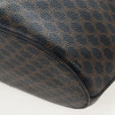 CELINE Macadam Canvas Tote Bag PVC Leather Black Gold Auth 191815V-14