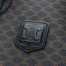 CELINE Macadam Canvas Tote Bag PVC Leather Black Gold Auth 191815V-17