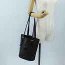 CELINE Macadam Canvas Tote Bag PVC Leather Black Gold Auth 191815V-23