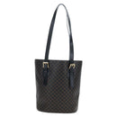CELINE Macadam Canvas Tote Bag PVC Leather Black Gold Auth 191815V-2