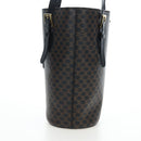 CELINE Macadam Canvas Tote Bag PVC Leather Black Gold Auth 191815V-3
