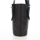 CELINE Macadam Canvas Tote Bag PVC Leather Black Gold Auth 191815V-4