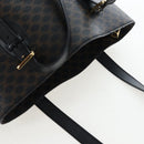 CELINE Macadam Canvas Tote Bag PVC Leather Black Gold Auth 191815V-6