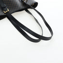 CELINE Macadam Canvas Tote Bag PVC Leather Black Gold Auth 191815V-7