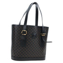 CELINE Macadam Canvas Hand Bag PVC Leather Black Gold Auth 191816V-1