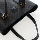 CELINE Macadam Canvas Hand Bag PVC Leather Black Gold Auth 191816V-14