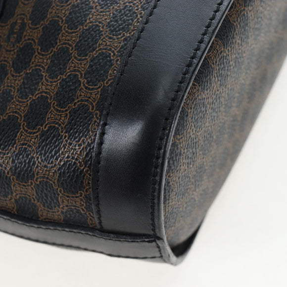 CELINE Macadam Canvas Hand Bag PVC Leather Black Gold Auth 191816V